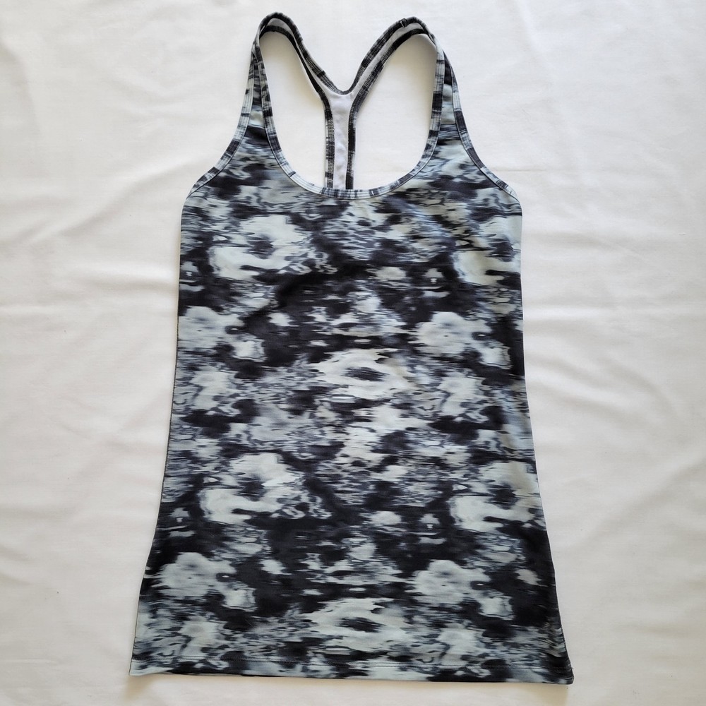 The North Face Woman's Racerback Tank Top Abstract Grey White Black Print Size M